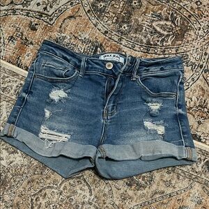 Wax Jean Women's Ripped Blue Jean Shorts